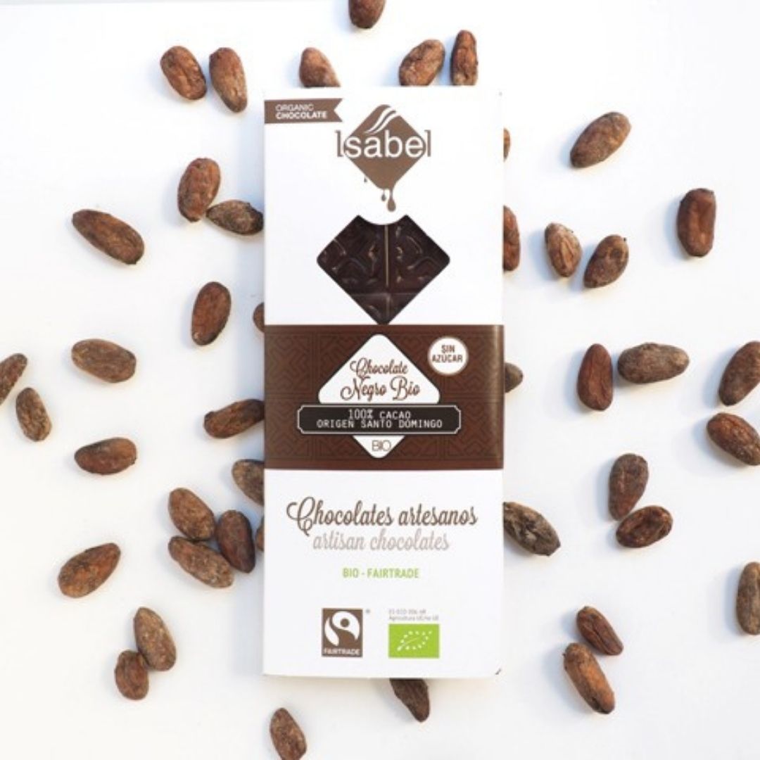Tableta chocolate negro 100% Sto Domingo s. azúcar Eco 80gr-ISABEL